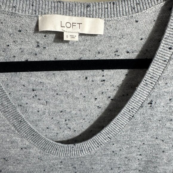 Loft Gray Black Flecked Scoop Neck Tunic Lightweight Sweater Speckled - Small - Picture 4 of 5